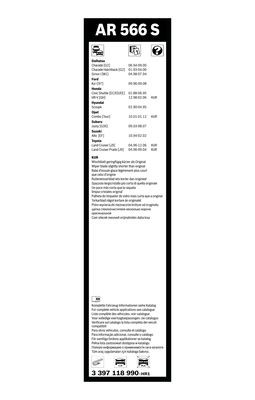 Flatblade-torkarblad, Fram Bosch Aerotwin Retrofit 3 397 118 990 BOSCH
