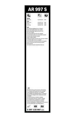 Flatblade-torkarblad, Fram Bosch Aerotwin Retrofit 3 397 118 997 BOSCH