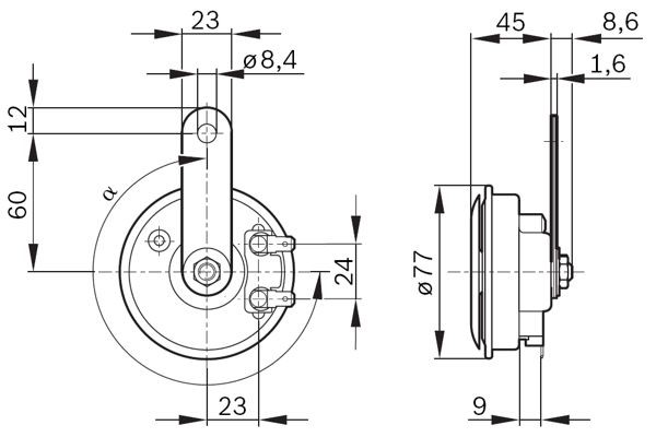 Signalhorn, Fram, Bak Bosch 9 320 332 803 BOSCH