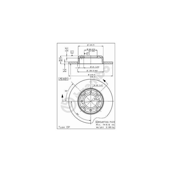 Bromsskiva Solid, Framaxel Brembo 08.3437.10 BREMBO
