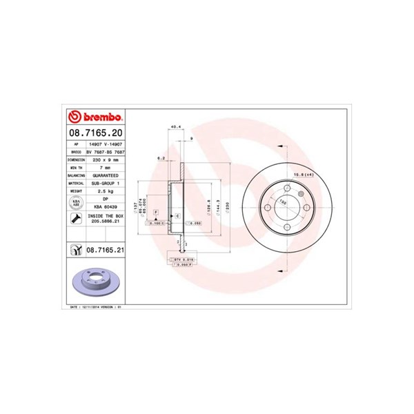 Bromsskiva Solid, Bakaxel Brembo Coated disc line 08.7165.21 BREMBO Bromsskiva Solid, Bakaxel Brembo Coated disc line 08.7165.21 BREMBO