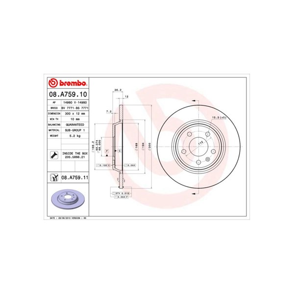 Bromsskiva, Bakaxel BREMBO
