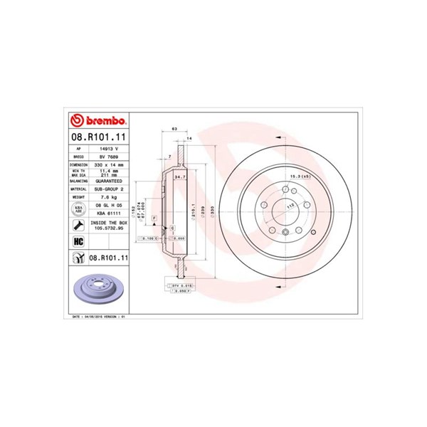 Bromsskiva Solid, Bakaxel Brembo Coated disc line 08.R101.11 BREMBO Bromsskiva Solid, Bakaxel Brembo Coated disc line 08.R101.11 BREMBO