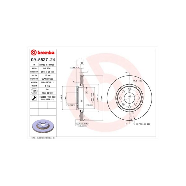 Bromsskiva Ventilerad, Framaxel Brembo 09.5527.24 BREMBO