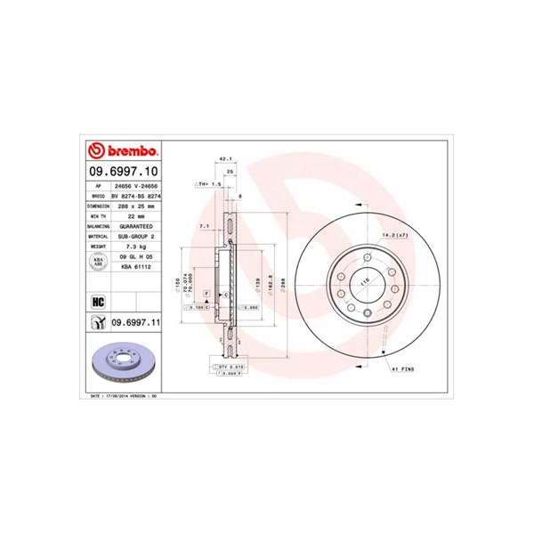 Bromsskiva Ventilerad, Bakaxel, Framaxel BREMBO BREMBO Bromsskiva Ventilerad, Bakaxel, Framaxel BREMBO BREMBO