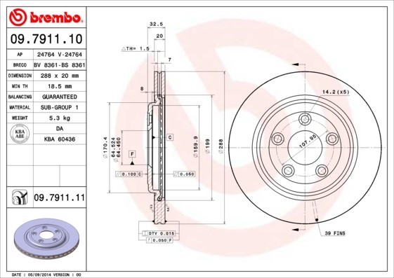Bromsskiva Ventilerad BREMBO BREMBO