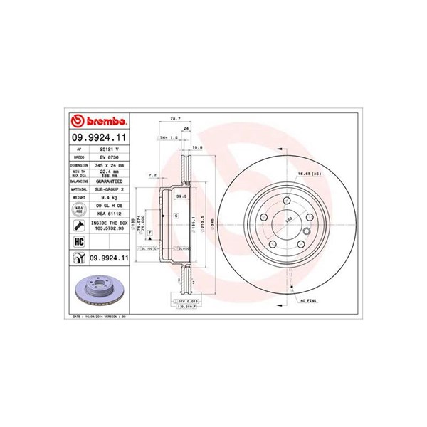 Bromsskiva Ventilerad, Bakaxel Brembo Coated disc line 09.9924.11 BREMBO Bromsskiva Ventilerad, Bakaxel Brembo Coated disc line 09.9924.11 BREMBO