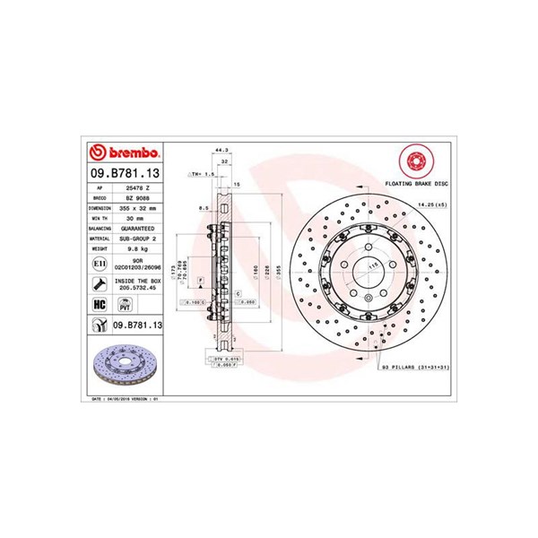 Bromsskiva Bromsskiva tvådelad, Framaxel Brembo 09.B781.13 BREMBO Bromsskiva Bromsskiva tvådelad, Framaxel Brembo 09.B781.13 BREMBO
