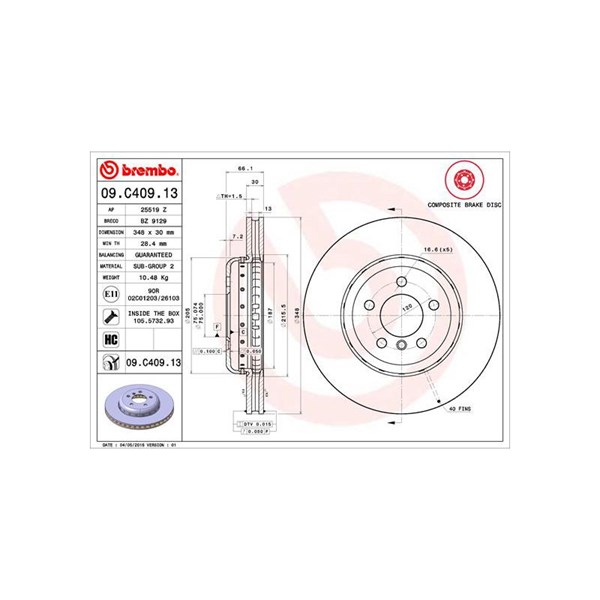 Bromsskiva Bromsskiva tvådelad, Framaxel Brembo 09.C409.13 BREMBO Bromsskiva Bromsskiva tvådelad, Framaxel Brembo 09.C409.13 BREMBO