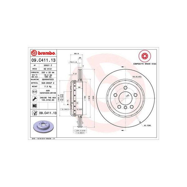 Bromsskiva, Bakaxel BREMBO