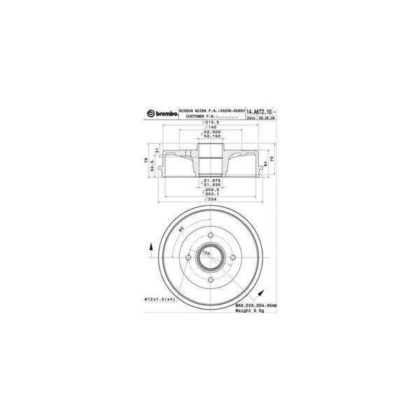 Bromstrumma, Bakaxel Brembo 14.A672.10 BREMBO
