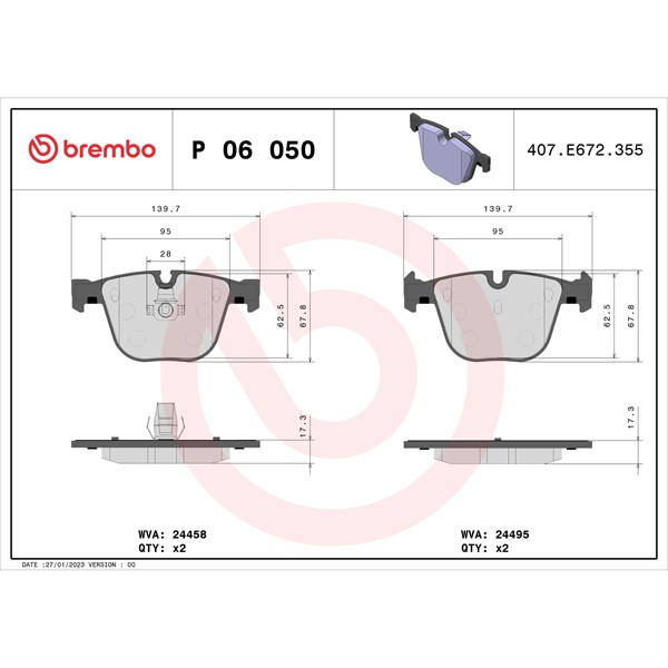 Bromsbeläggsats Brembo P 06 050 BREMBO