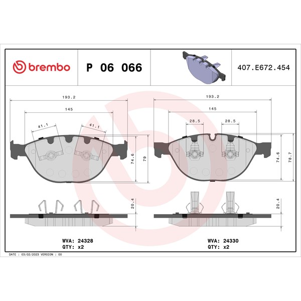 Bromsbeläggsats Brembo P 06 066 BREMBO