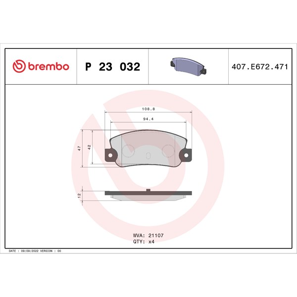 Bromsbeläggsats Brembo P 23 032 BREMBO