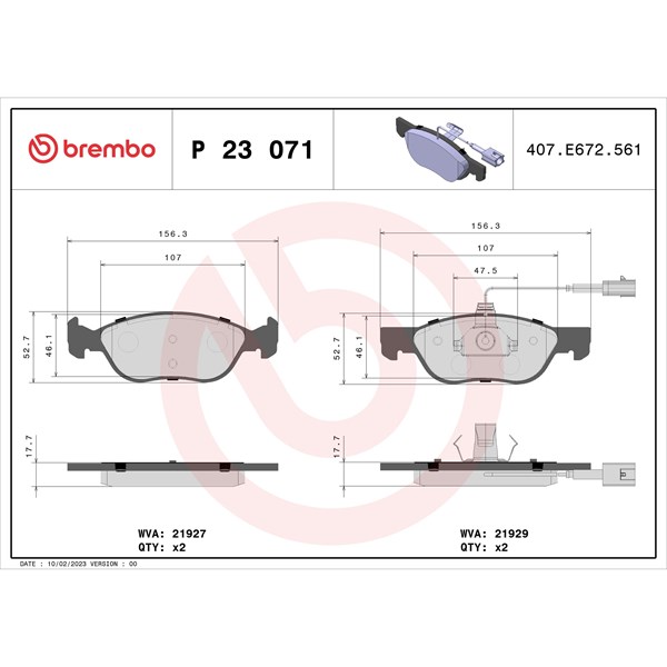 Bromsbeläggsats, Framaxel Brembo P 23 071 BREMBO