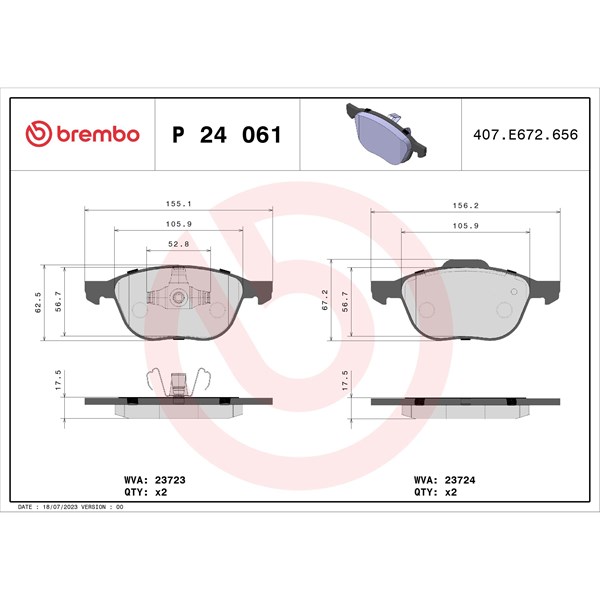 Bromsbeläggsats, Framaxel BREMBO Bromsbeläggsats, Framaxel BREMBO