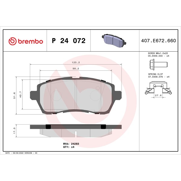 Bromsbeläggsats, Framaxel BREMBO