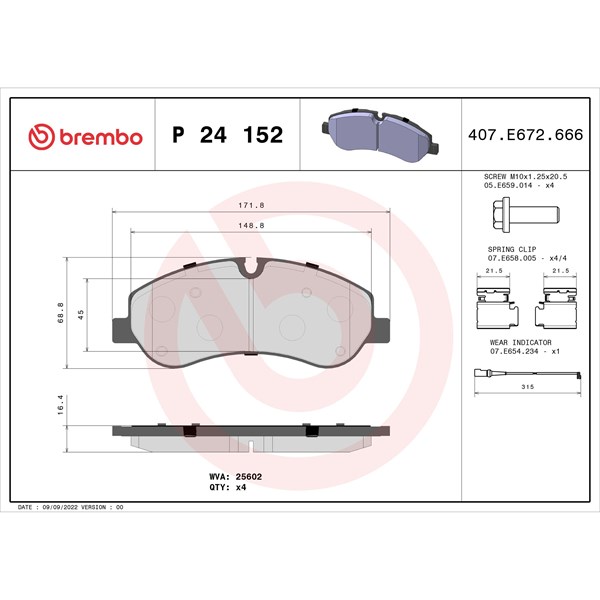 Bromsbeläggsats, Framaxel BREMBO