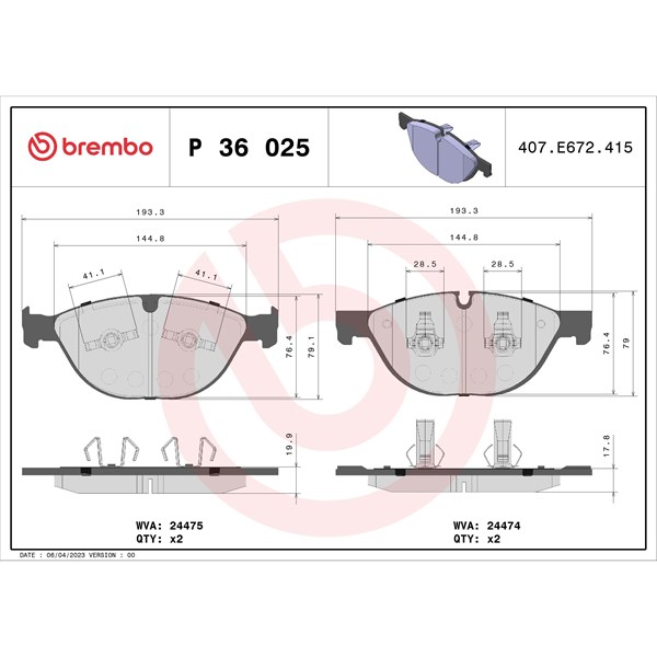 Bromsbeläggsats Brembo P 36 025 BREMBO