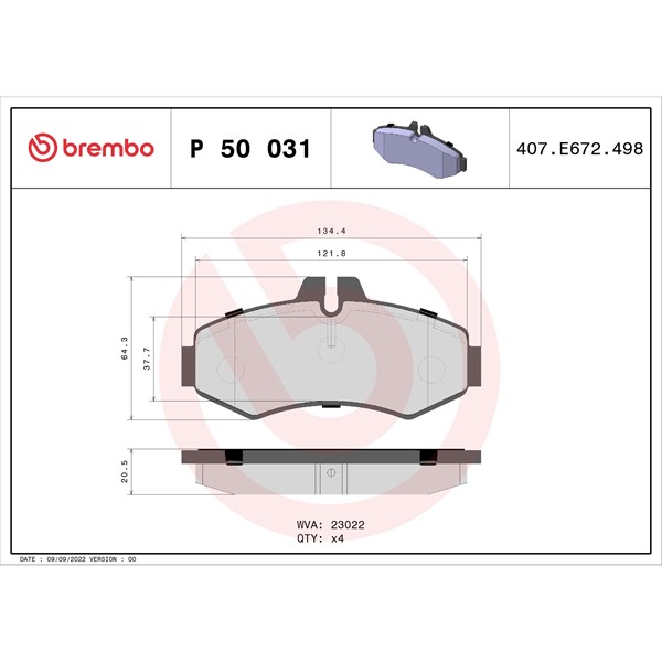 Bromsbeläggsats Brembo P 50 031 BREMBO