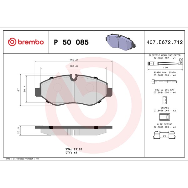Bromsbeläggsats, Framaxel BREMBO
