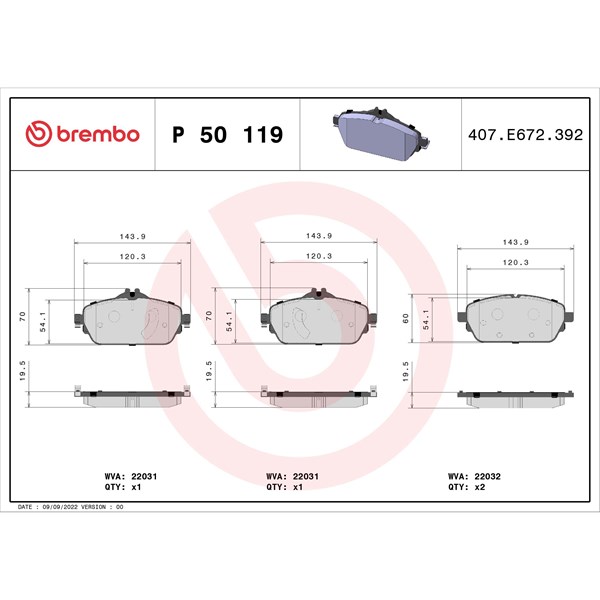 Bromsbeläggsats, Framaxel BREMBO