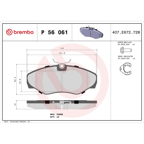 Bromsbeläggsats, Framaxel BREMBO