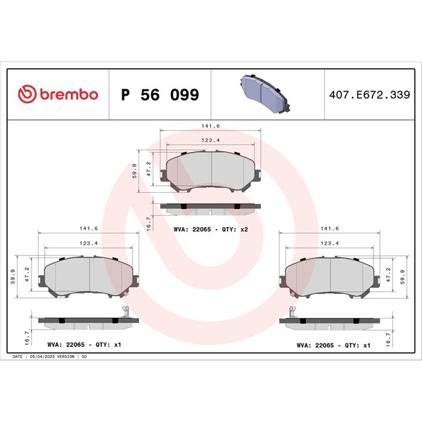 Bromsbeläggsats, Framaxel BREMBO