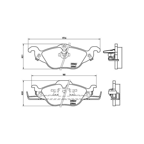Bromsbeläggsats, Framaxel Brembo P 59 030 BREMBO