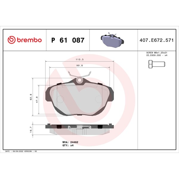 Bromsbeläggsats BREMBO