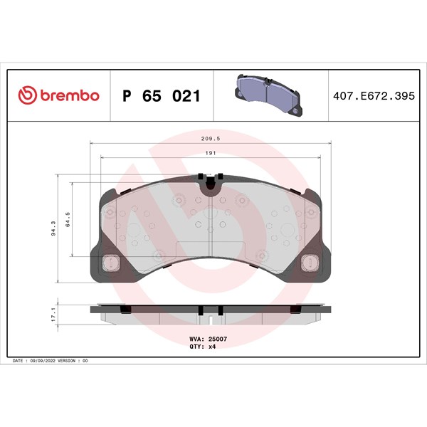 Bromsbeläggsats, Framaxel BREMBO