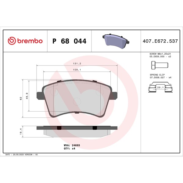 Bromsbeläggsats, Framaxel BREMBO