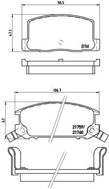 Bromsbeläggsats, Bakaxel Brembo P 83 019 BREMBO