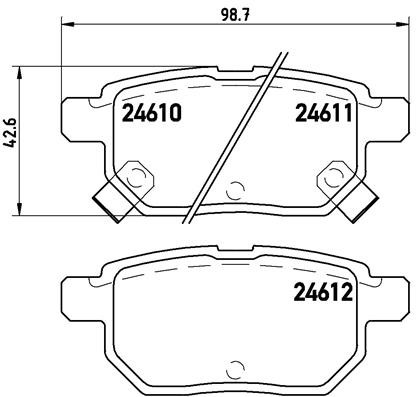Bromsbeläggsats, Bakaxel, Framaxel Brembo P 83 083 BREMBO