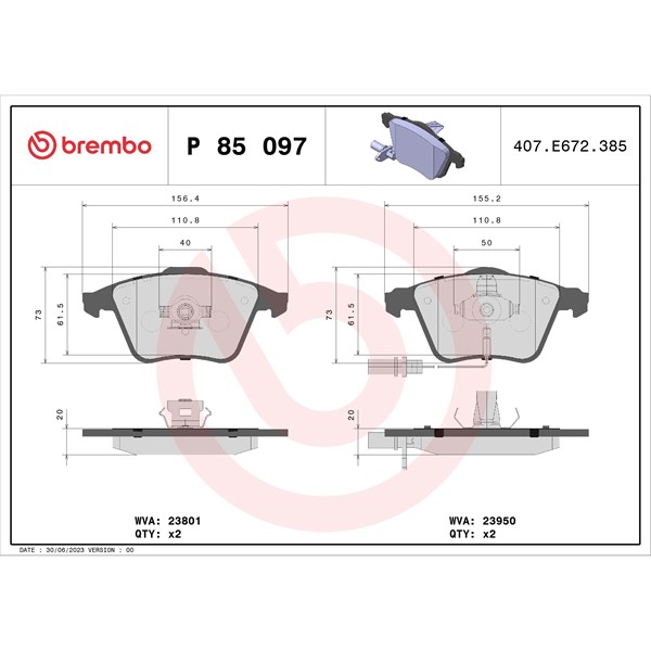 Bromsbeläggsats, Framaxel BREMBO