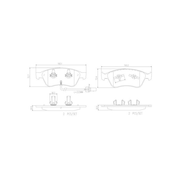 Bromsbeläggsats, Framaxel Brembo P 85 102 BREMBO