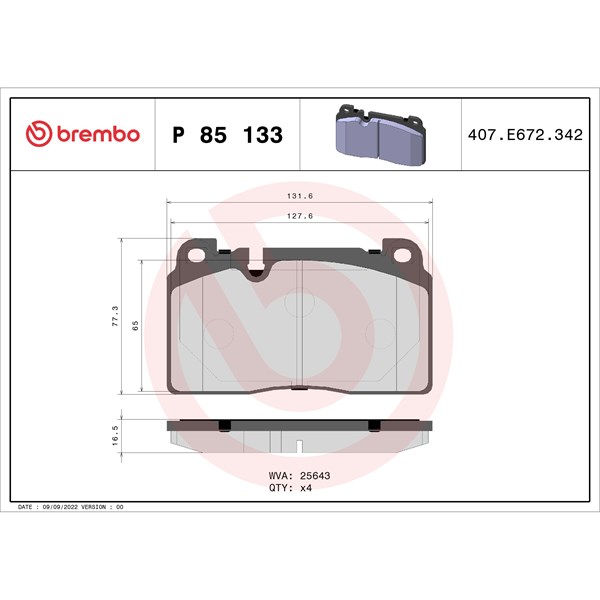 Bromsbeläggsats, Framaxel BREMBO