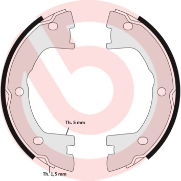 Bromsbackar, sats, parkeringsbroms, Bakaxel Brembo S A6 506 BREMBO