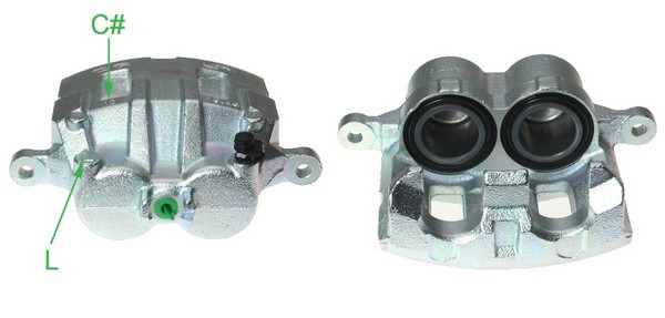 Bromsok, framaxel vänster, Bakom axeln Budweg caliper 344472 BUDWEG CALIPER