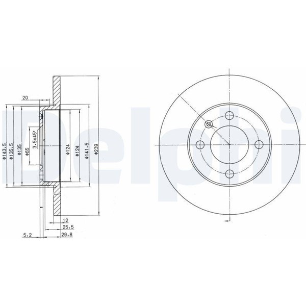 Bromsskiva Solid, Framaxel Delphi BG2116 DELPHI