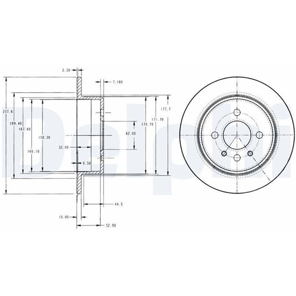 Bromsskiva Solid, Bakaxel Delphi BG2202 DELPHI