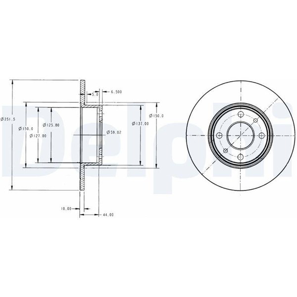 Bromsskiva Solid, Bakaxel Delphi BG2322 DELPHI