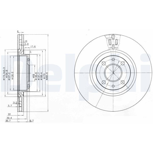 Bromsskiva Ventilerad, Framaxel Delphi BG2407 DELPHI