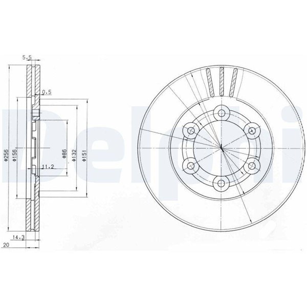 Bromsskiva Ventilerad, Framaxel Delphi BG2416 DELPHI