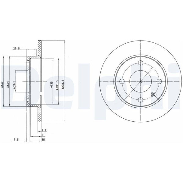 Bromsskiva Solid, Framaxel Delphi BG2439 DELPHI Bromsskiva Solid, Framaxel Delphi BG2439 DELPHI