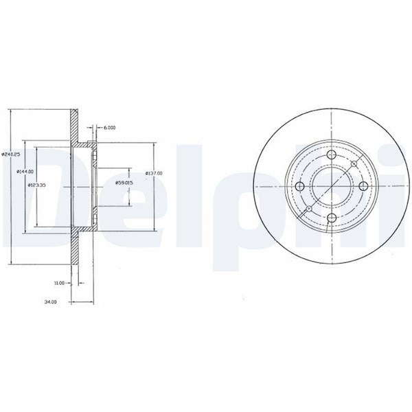 Bromsskiva Solid, Bakaxel, Framaxel Delphi BG2458C DELPHI