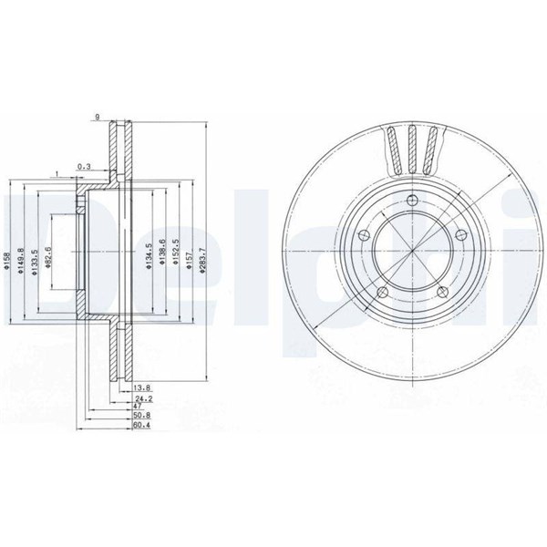 Bromsskiva Ventilerad, Framaxel Delphi BG2507 DELPHI