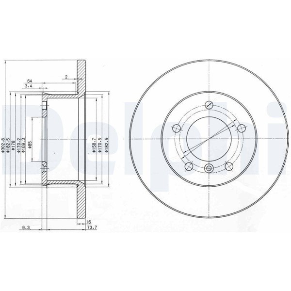 Bromsskiva Solid, Framaxel Delphi BG2556 DELPHI