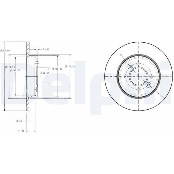 Bromsskiva Solid, Bakaxel Delphi BG2694 DELPHI Bromsskiva Solid, Bakaxel Delphi BG2694 DELPHI