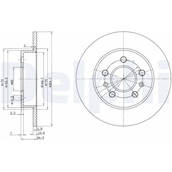 Bromsskiva Solid, Bakaxel Delphi BG2696 DELPHI